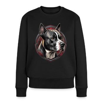 Tête de Staffordshire américain - Pull Premium bio Femme - noir - Devant - Julia (174cm)