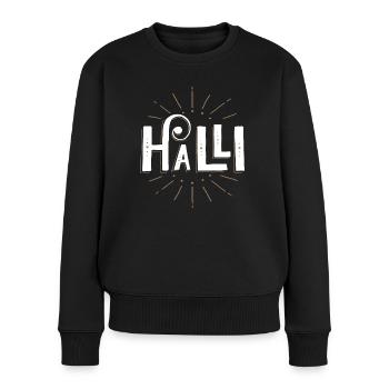 HALLI | Halli Galli | Party Duo | Partnerlook - Frauen Premium Bio Pullover - Schwarz - Vorne - Julia (174cm)