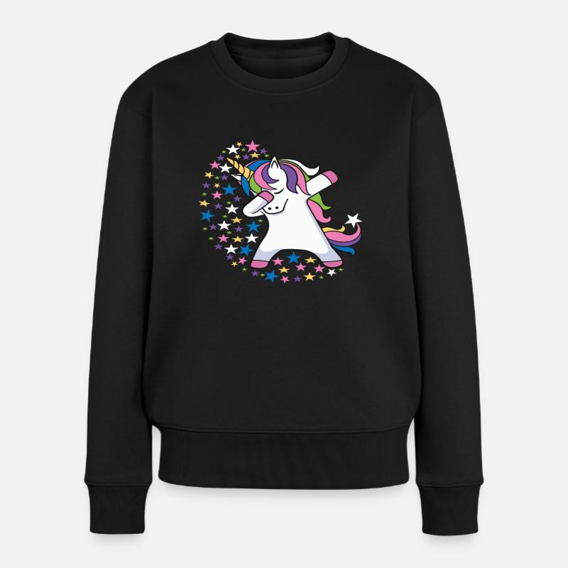 Dabbing Einhörner - Frauen Premium Bio Pullover - Schwarz