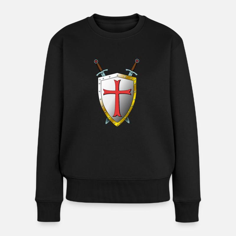 Templer Schild und Schwerter - Tempelritter - Frauen Premium Bio Pullover - Schwarz