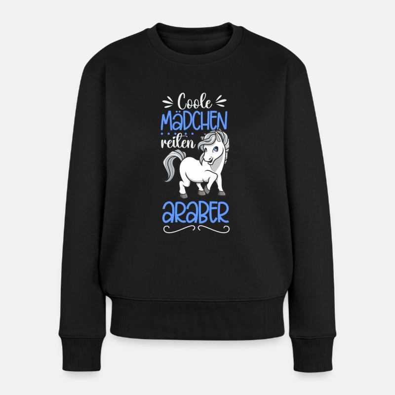Coole Mädchen reiten Araber - Frauen Premium Bio Pullover - Schwarz