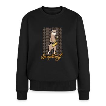 Lama Saxophonist - Frauen Premium Bio Pullover - Schwarz - Vorne - Julia (174cm)