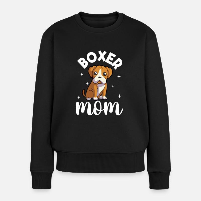 Boxer Mom - Boxer - Frauen Premium Bio Pullover - Schwarz