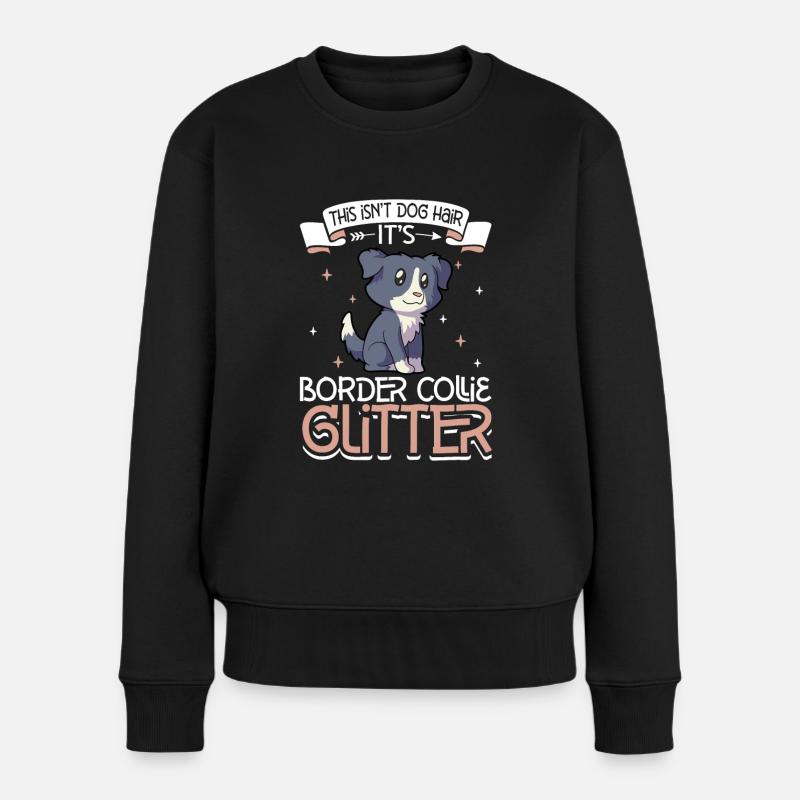 Border Collie Glitzer - Frauen Premium Bio Pullover - Schwarz