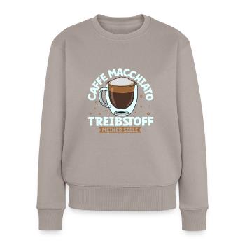 Mein Treibstoff ist Caffè macchiato - Frauen Premium Bio Pullover - Taupe - Vorne - Julia (174cm)