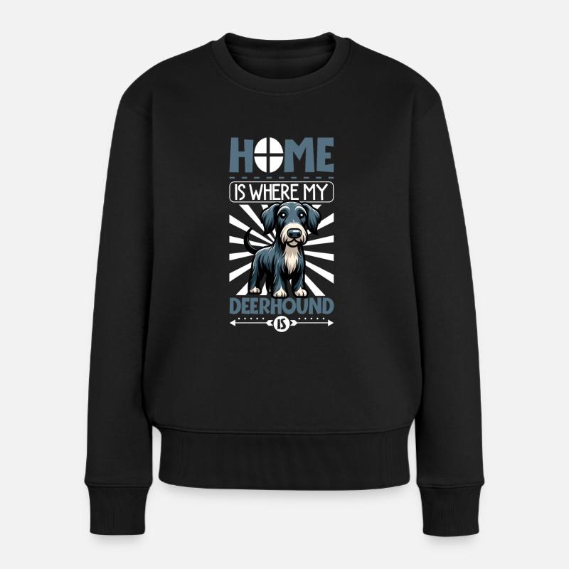 Zuhause - Deerhound - Frauen Premium Bio Pullover - Schwarz