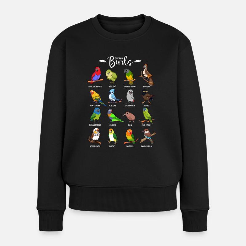 Viele bunte Vögel - Frauen Premium Bio Pullover - Schwarz