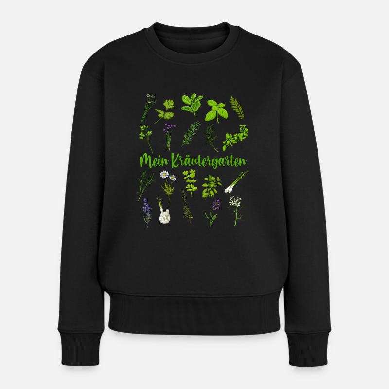 Mein Kräutergarten - Kräuter - Frauen Premium Bio Pullover - Schwarz