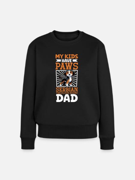 Dreifarbiger Serbischer Laufhund Papa - Frauen Premium Bio Pullover - Schwarz