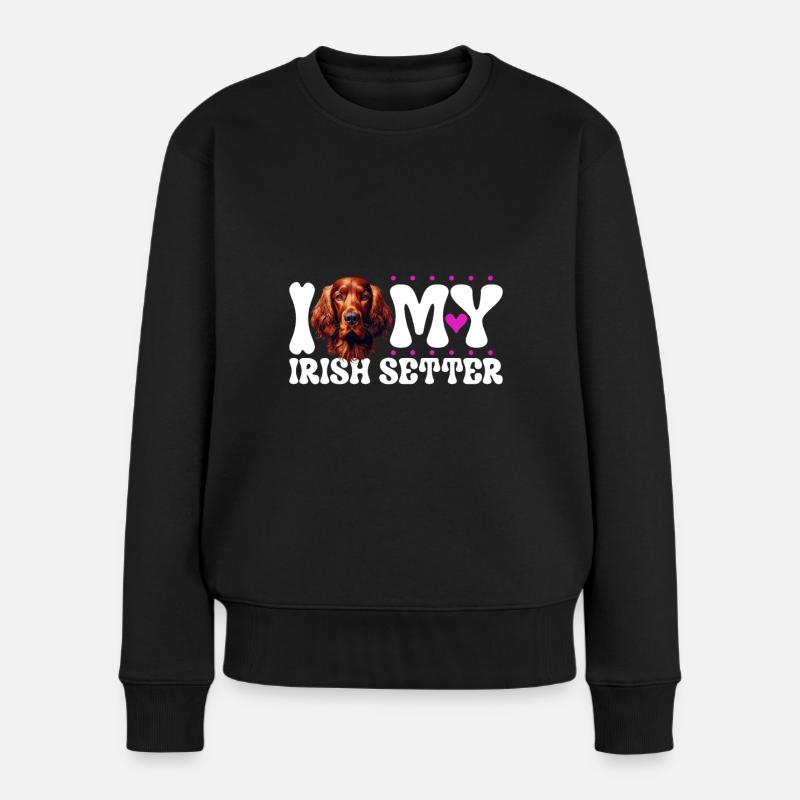 Ich liebe meinen Irish Red Setter - Frauen Premium Bio Pullover - Schwarz