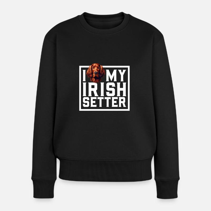 Ich liebe meinen Irish Red Setter - Frauen Premium Bio Pullover - Schwarz