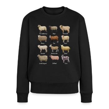 Schaf Zeichnungen - Schafrassen - Frauen Premium Bio Pullover - Schwarz - Vorne - Julia (174cm)