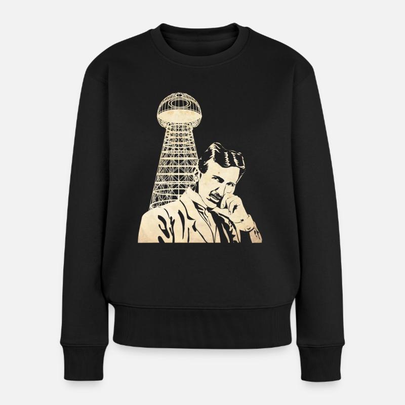 Nikola Tesla - Frauen Premium Bio Pullover - Schwarz