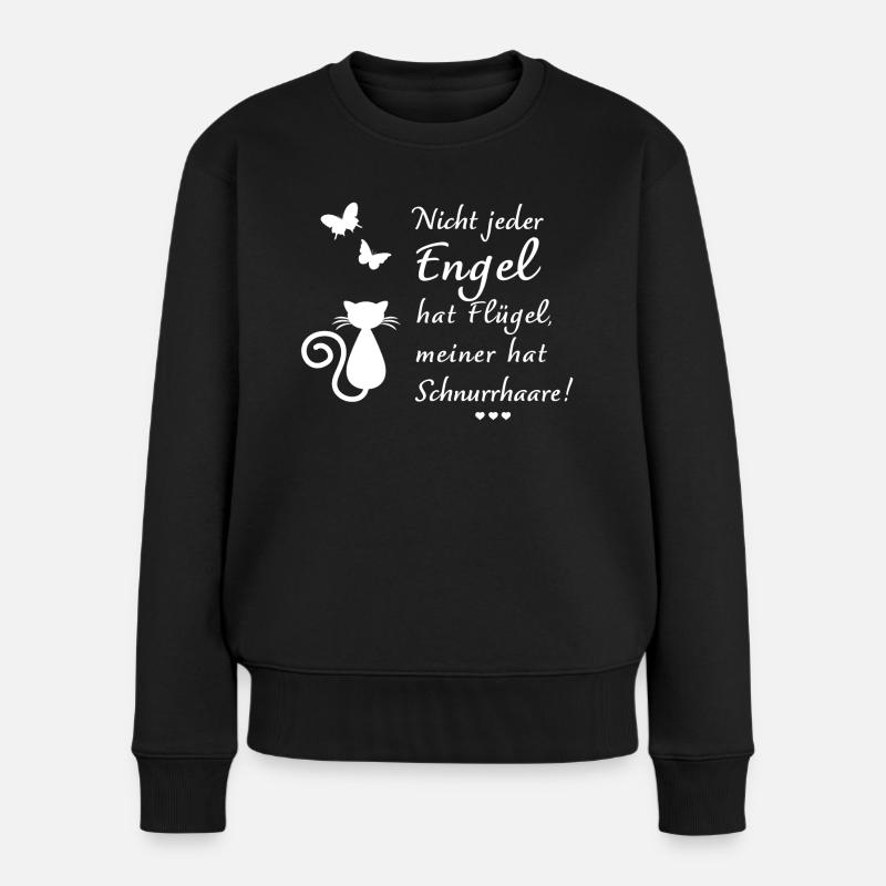 Engel | Flügel | Schnurrhaare | Katze | Katzen - Frauen Premium Bio Pullover - Schwarz