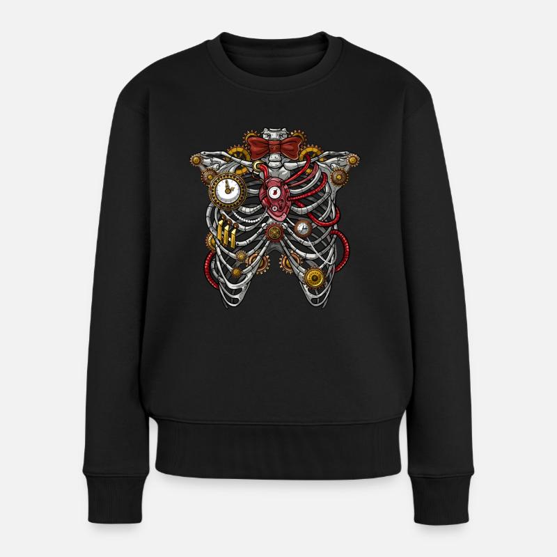 Steampunk-Anatomie - Frauen Premium Bio Pullover - Schwarz