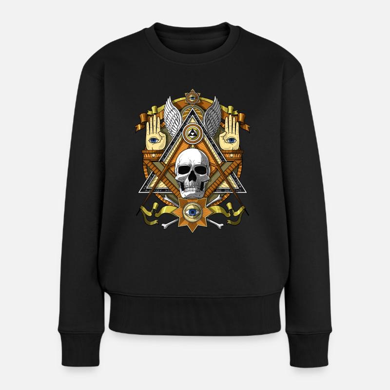 Crâne Illuminati maçonnique - Pull Premium bio Femme - noir