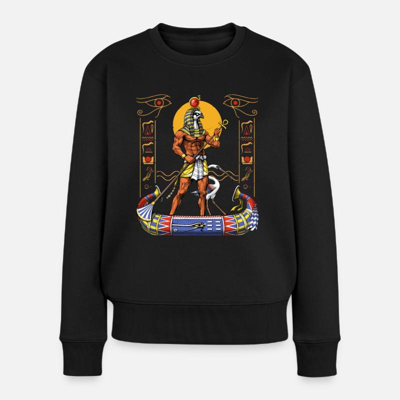 Ägyptischer Gott Ra - Frauen Premium Bio Pullover - Schwarz