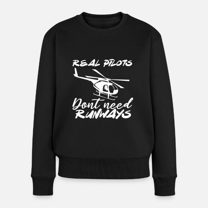 Helikopter Pilot Hubschrauber fliegen Propeller - Frauen Premium Bio Pullover - Schwarz