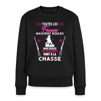 Femmes meilleures chasseuses chasseresse - Pull Premium bio Femme - noir - Devant - Julia (174cm)