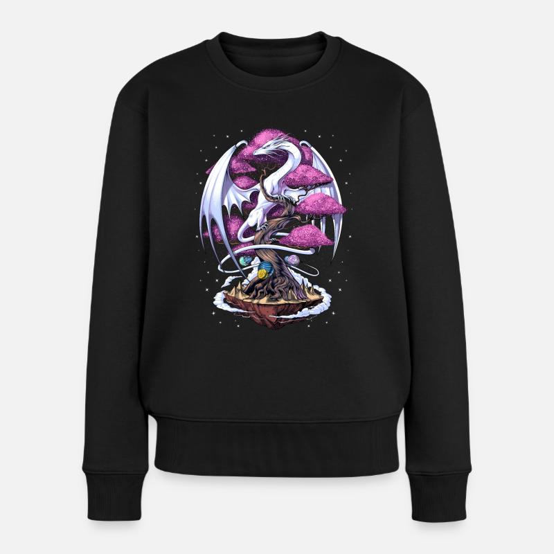 Fleur de cerisier dragon japonais - Pull Premium bio Femme - noir