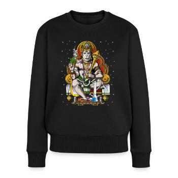 Hanuman Stoner raucht Gras - Frauen Premium Bio Pullover - Schwarz - Vorne - Julia (174cm)