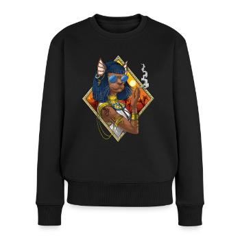 Bastet Déesse Hippie Stoner - Pull Premium bio Femme - noir - Devant - Julia (174cm)