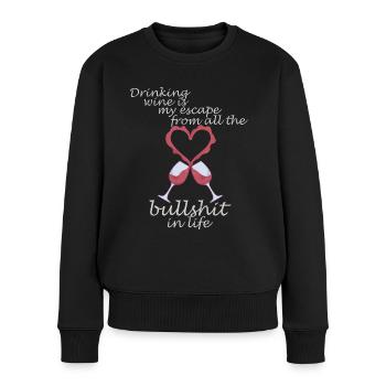 Buveur de vin disant au transporteur de la mère - Pull Premium bio Femme - noir - Devant - Julia (174cm)