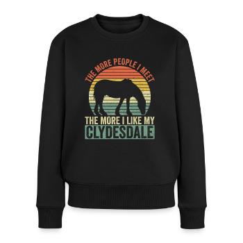 Clydesdale Reiter Riesenfüße Pferd - Frauen Premium Bio Pullover - Schwarz - Vorne - Julia (174cm)