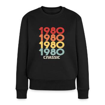 1980 Jubilé en style vintage classique 1980 - Pull Premium bio Femme - noir - Devant - Julia (174cm)