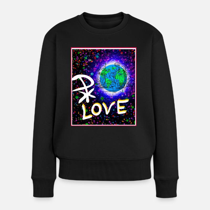 Jesus Liebe Pax Christus Planet Erde - Frauen Premium Bio Pullover - Schwarz