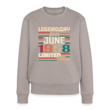 Legendary June 1958 Limited Edition Juni 1958 - Frauen Premium Bio Pullover - Taupe - Vorne - Julia (174cm)