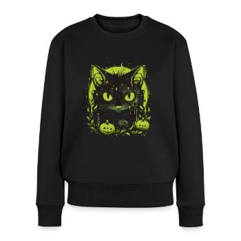 Halloween Party Katze - Frauen Premium Bio Pullover - Schwarz - Vorne - Julia (174cm)