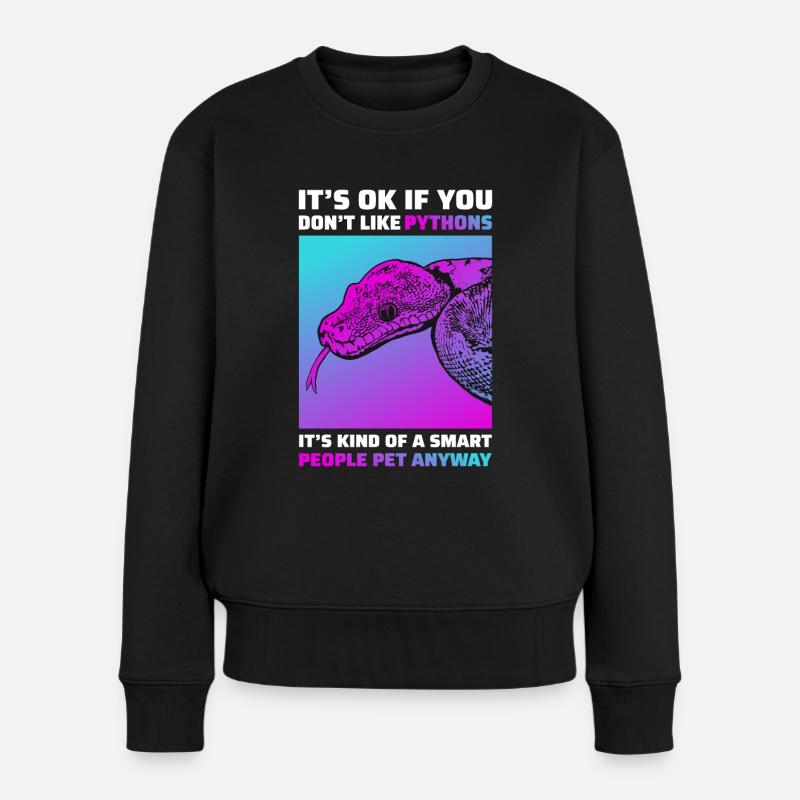Funny Python Snakes T-Shirt Reptile Gift - Women's Premium Organic Jumper - black