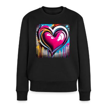 Coeur dans le style graffiti - Pull Premium bio Femme - noir - Devant - Julia (174cm)