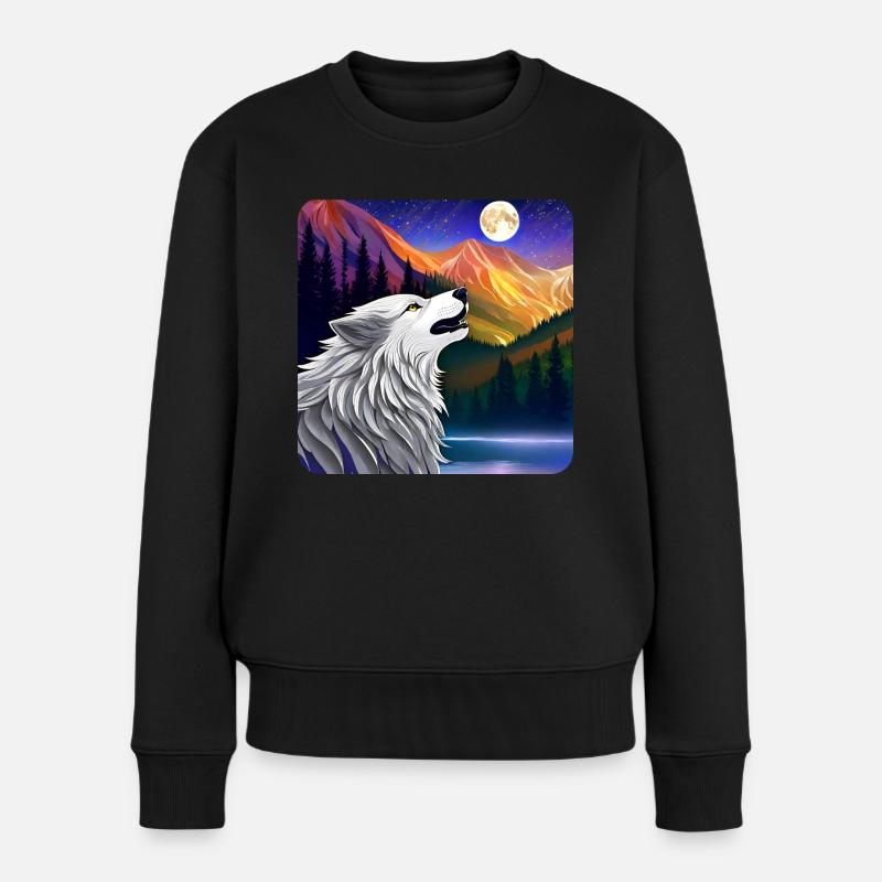 Stolzer Wolf Spiritanimal - Frauen Premium Bio Pullover - Schwarz