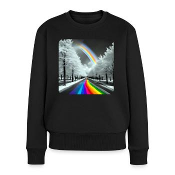 Arc-en-ciel dans la ville - Pull Premium bio Femme - noir - Devant - Julia (174cm)