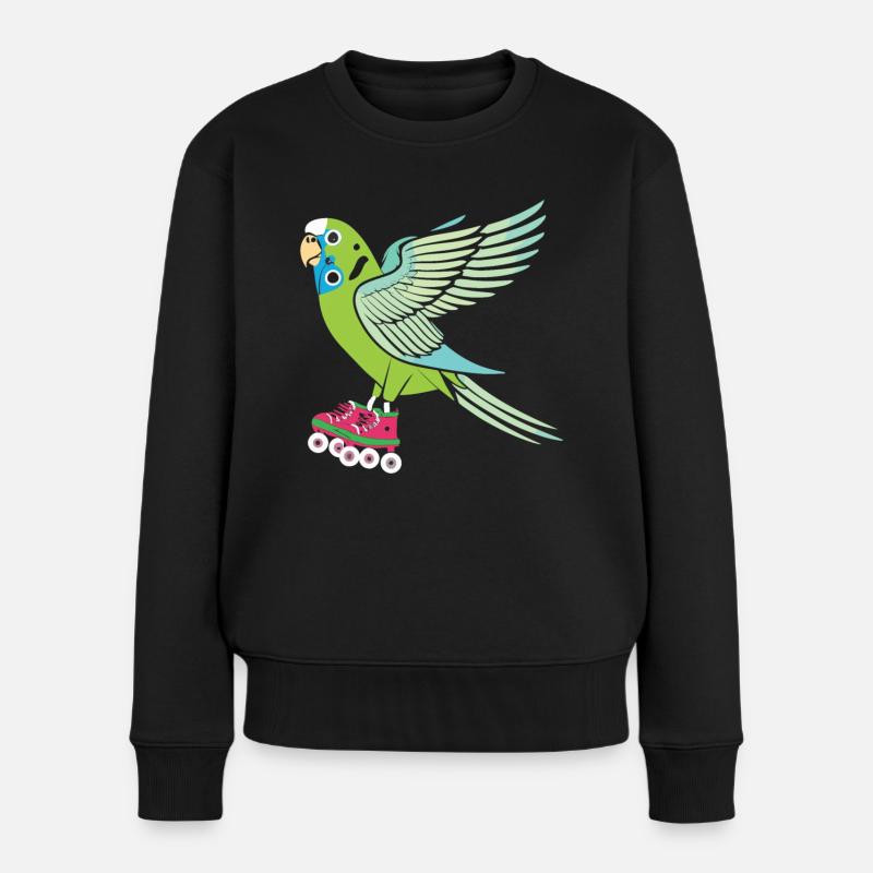 Perruche sur patins à roulettes - Pull Premium bio Femme - noir