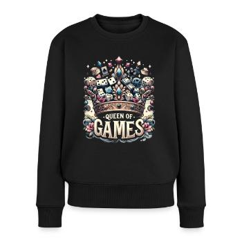 Domination du jeu de cartes « Queen of Games » - Pull Premium bio Femme - noir - Devant - Julia (174cm)