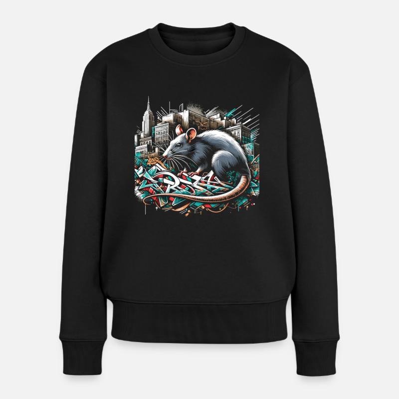 Urban Rat: Graffiti-Wand Meister - Frauen Premium Bio Pullover - Schwarz
