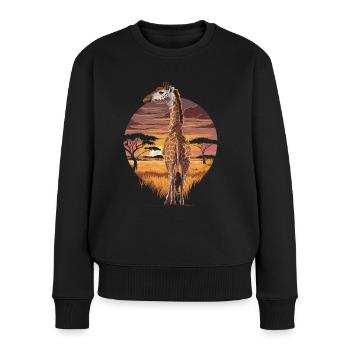 Girafe dans la savane – Art de la nature africaine - Pull Premium bio Femme - noir - Devant - Julia (174cm)