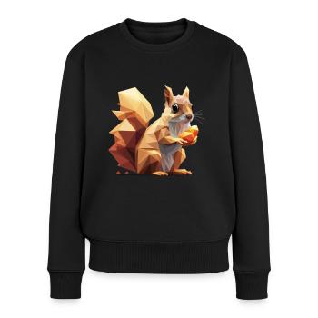 Low-Poly Eichhörnchen - Frauen Premium Bio Pullover - Schwarz - Vorne - Julia (174cm)