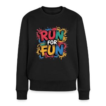 Run for Fun Laufshirt - Frauen Premium Bio Pullover - Schwarz - Vorne - Julia (174cm)