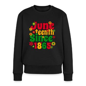 Juneteenth Commemorative1865 Peace Love - Frauen Premium Bio Pullover - Schwarz - Vorne - Julia (174cm)