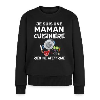 Cadeau Maman Cuisinière Humour Fête des Mères - Pull Premium bio Femme - noir - Devant - Julia (174cm)