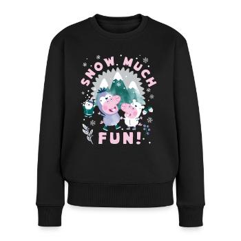 Peppa Wutz & Bruder Schorsch Im Schnee Winter - Frauen Premium Bio Pullover - Schwarz - Vorne - Julia (174cm)