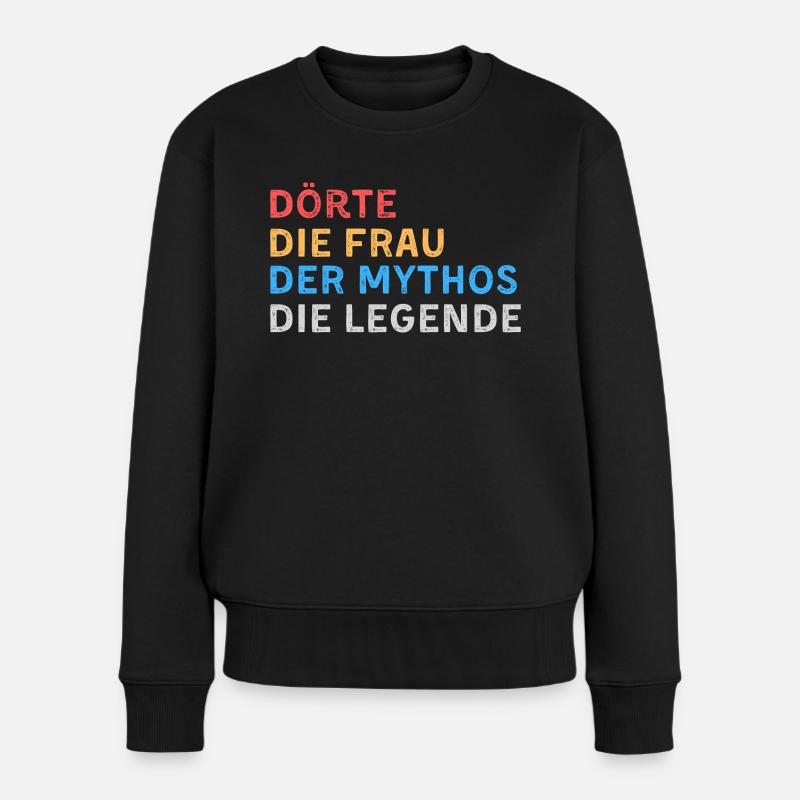 Dörte Fau Mythos Legende - Frauen Premium Bio Pullover - Schwarz