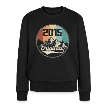 Original 2015 Geburtstagsgeschenk - 2015 - Frauen Premium Bio Pullover - Schwarz - Vorne - Julia (174cm)