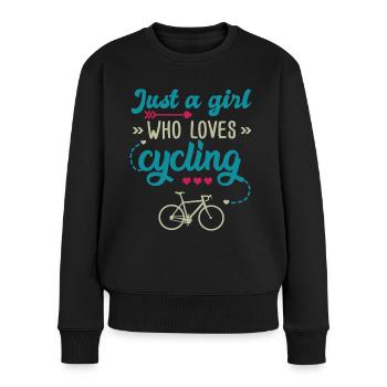 Mädchen, das das Radfahren liebt Geschenk Frau und Fahrrad - Frauen Premium Bio Pullover - Schwarz - Vorne - Julia (174cm)