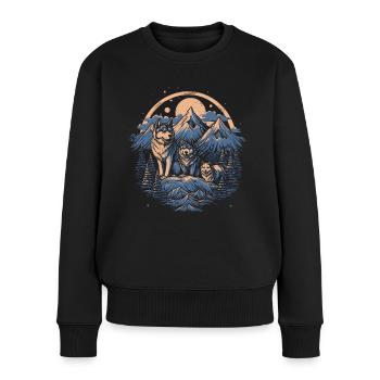 Wolf Wild Forest Animal Wolves Landscape Wolf Pack - Women's Premium Organic Jumper - black - Front - Julia (174cm)