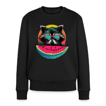 Mignon raton laveur raton laveur nature bébé raton laveur forêt - Pull Premium bio Femme - noir - Devant - Julia (174cm)